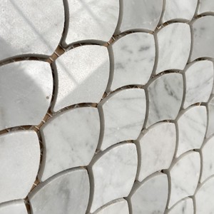Azulejos de mosaico de mármol de piedra de escamas de pescado blanco moderno diseño clásico simple para corte personalizado de suelo de baño de Hotel - Product Image 4