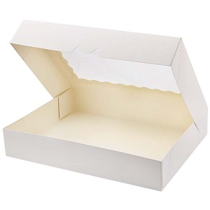 Hộp Bánh Trắng Hộp Có Cửa Sổ Pastry Hộp Giấy Kraft Cho Pastry <span class=keywords><strong>Pie</strong></span> Cupcake 14X10X2.5" - Product Image 1