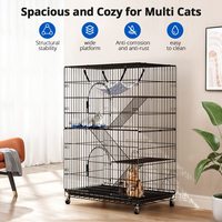 Grande cage à chat en métal solide et simple à plusieurs niveaux avec roulettes, hamac, échelle, maison intérieure spacieuse pour plusieurs chats