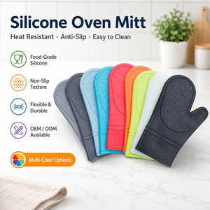 Silicone Printed Waterproof Oven Mitts High Temperature <b>Microwave</b> Anti-scald Gloves - Product Image 1