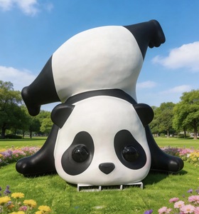 Sculpture de panda amusante en fibre de verre, grande taille, best-seller, populaire, pour la décoration - Product Image 3