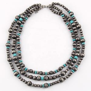 Collar de Perlas Navajo de 3 Capas con Cuentas de Turquesa, Estilo Vintage, Personalizado, Occidental, para Mujer - Product Image 4