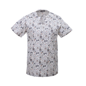 Haut à manches courtes imprimé décontracté en coton pour femme, col en V, pour infirmière, pharmacienne, personnel médical et hôpitalier, uniforme de travail de marque privée - Product Image 6