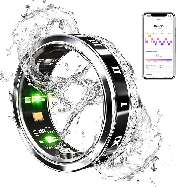Factory IP68 Waterproof Smart Ring Health Care Fitness Tracker Blood Pressure Sleep Heart Rate Monitoring Alloy Control Apps