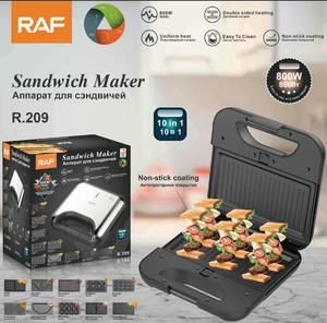 <span class=keywords><strong>Sandwichera</strong></span> RAF 10 en 1, 800W, Antiadherente, Doble Calentamiento, para Desayunos, Waffles, Donuts, Snacks, Uso Doméstico, 220-240V - Product Image 2
