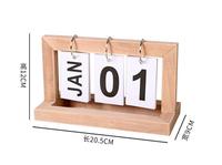 Calendrier de bureau perpétuel en bois à pages tournantes, ornement minimaliste réutilisable pour rappel de date, idéal pour la maison, le bureau ou comme accessoire photo