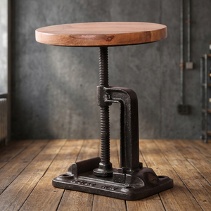 Industrial <b>Vintage</b> Rusty Black Cast Iron Metal Adjustable Height <b>Stool</b> Ottoman Home Furnishing Apartment Farmhouse Living Room - Product Image 2