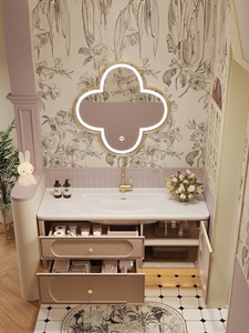 Nuevo Mueble de Baño de Roble con Lavabo Cerámico de Una Pieza Estilo Francés y Espejo Inteligente - Product Image 3
