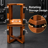 Support rotatif en bois pour accessoires de gym avec crochets métalliques |   Support de rangement pour câbles pour studios de fitness commerciaux