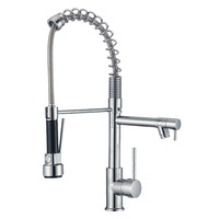 Robinet mélangeur de cuisine monocommande en acier inoxydable 304, finition or rose, à débit élevé, monotrou, pour évier de cuisine d'hôtel