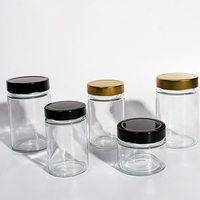 Bocaux de conservation des aliments 500ml bocal en verre hermétique rond avec couvercle noir pour épices au miel fruits secs confiture noix beurre d'arachide