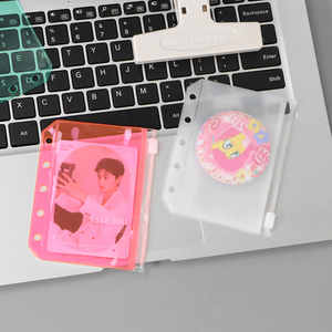 Giá rẻ PVC dây kéo thư mục tài liệu không thấm nước nộp hồ sơ lưu trữ lá lỏng lẻo túi cho 5 vòng Máy Tính Xách Tay Chất kết dính màu hồng 6 lỗ chất kết dính Pouch - Product Image 3