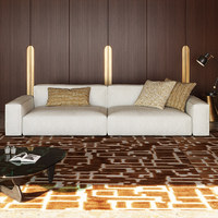 Canapé modulaire trois places en forme de bloc de tofu, style nordique Wabi Sabi, crème, amovible, lavable, haut de gamme, rembourré en éponge, coton et lin, pour salon