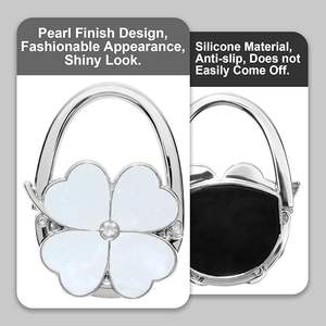 Support de sac de table pliable en aluminium, résistant aux rayures, avec crochet antidérapant en forme de trèfle à quatre feuilles - Product Image 5