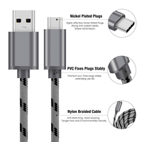 SAN GUAN - Cable USB 3.0 a Tipo C de Primera Calidad, Carga Rápida de 3 A, Cable de Datos USB-C Trenzado