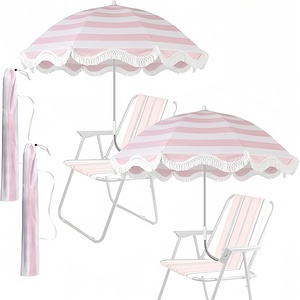 Parasol de Jardin Fait Main pour Terrasses, Parasols de Plage Vintage Portables et Résistants au Vent avec Pompons - Product Image 4
