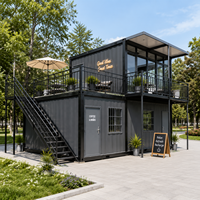 Casa Modular de Contenedores de 2 Pisos, Moderna, Prefabricada, de Lujo, con Escaleras, Balcón, Puerta de Seguridad de Acero Blanca, Piso Libre