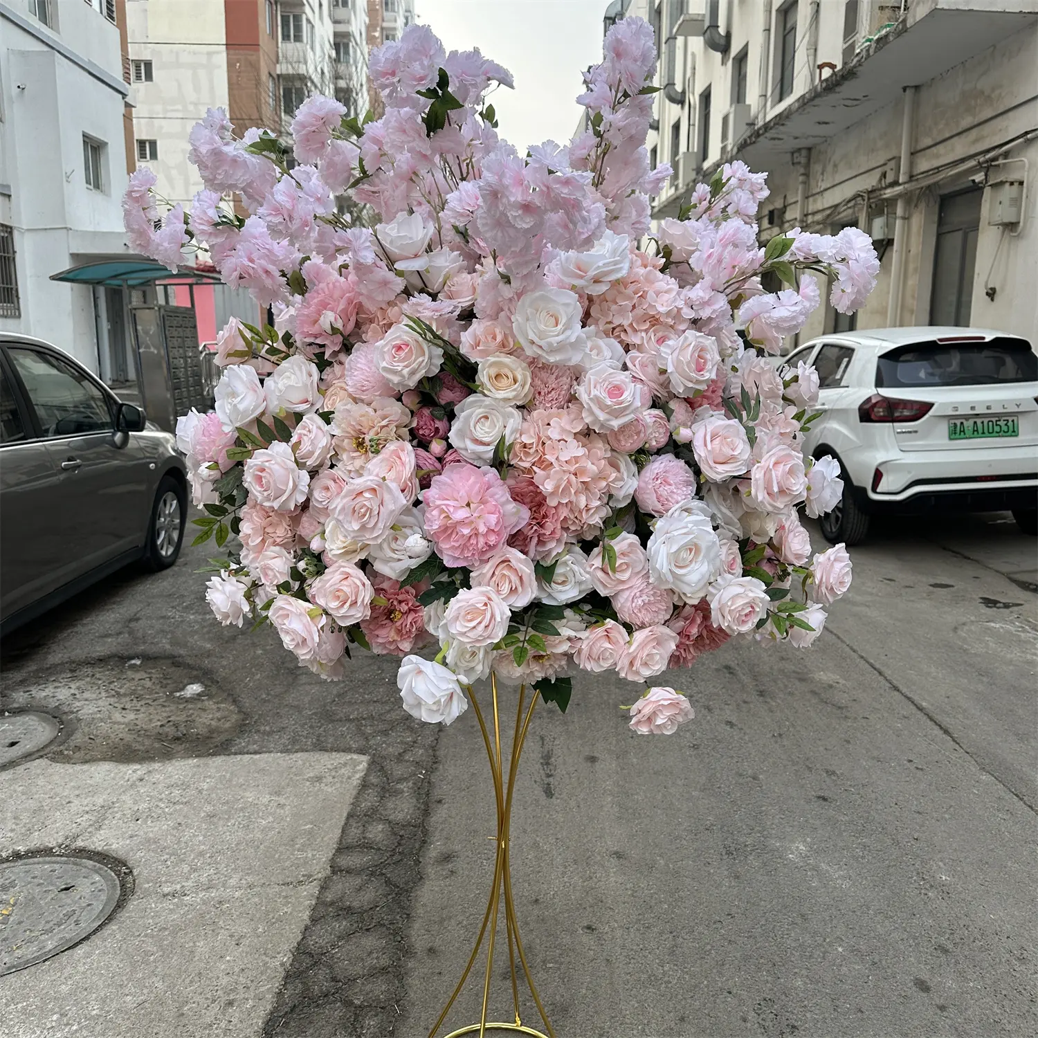 IFG Wedding Dreamy 90cm de diámetro Rosa Estilos desordenados Bolas de flores grandes artificiales Centros de mesa