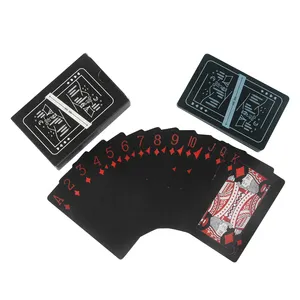 Poker Supplier High Quality Custom Playing Cards Black Waterproof Plastic PVC Poker Card With Iron Metal Box