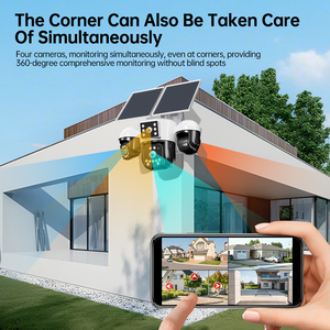 กล้องวงจรปิดรักษาความปลอดภัยพลังงานแสงอาทิตย์ 4G ความละเอียด 12MP 4 เลนส์ บันทึกภาพตลอด 24 ชั่วโมง พร้อมไฟส่องสว่าง กล้อง PTZ ไร้สายสำหรับภายนอกอาคาร รองรับ 4 หน้า<span class=keywords><strong>จ</strong></span>อ ระบบเสียง 2 ทาง มาตรฐาน IP66 - Product Image 5