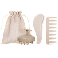 Ensemble de Brosses à Cheveux Démêlantes Wanmei 100% Paille de Blé pour Soins de Beauté, avec Peigne Transparent Coloré, Brosse à Shampooing et Brosse Masseur de Cuir Chevelu