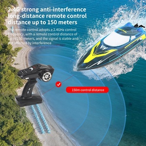 V006 30KM/H RC Racing Speedboat LED 7-Color <b>Lights</b> One Click Reset 150m Remote Distance 2.4G Remote Control Batteries USB Cable - Product Image 5