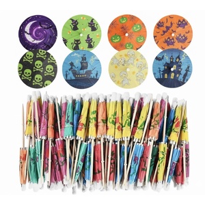 Palillos decorativos para cócteles y postres, con diseño de sombrilla, de papel, con mango de madera, con estructura de metal y madera, plegables, novedosos, manuales, para restaurante, bar y fiestas - Product Image 2