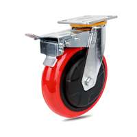 Roulettes pivotantes robustes rouges de 4/5/6/8 pouces avec roulement à billes conique, fonctionnement silencieux, noyau en polyuréthane PP, chariot en PVC