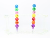 12 Crayons de visage heureux et stylo Graffiti d'expression drôle outils et jouets de dessin d'étudiant en plastique pour enfants