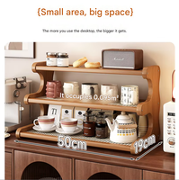 Étagère de rangement de bureau à plusieurs niveaux avec supports pour tasses à eau et services à thé ; Étagère à épices de cuisine ; Présentoir à tasses à café.