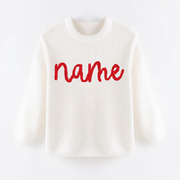 Suéter de punto para niñas, bordado personalizado, nombre personalizado, manga larga, Otoño Invierno, Navidad