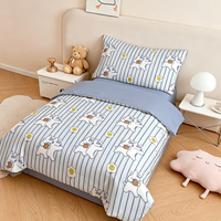 Ensemble de literie pour enfants de style coréen 100% coton, imprimé ours mignon et œuf frit, ensemble de housse de couette 4 pièces pour garçons et filles