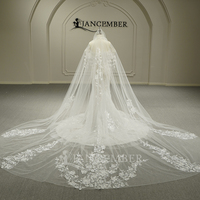 Robe de mariée sirène de luxe Jancember GT26001, robe sirène lourdement ornée de cristaux avec longue cape en dentelle, robes de mariée