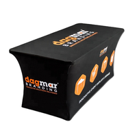 Housse de table extensible en polyester imperméable avec logo imprimé par sublimation, équipement personnalisé pour salon professionnel