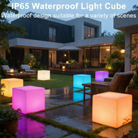 Lampe cube LED rechargeable 16 pouces, réglable, moderne, étanche, télécommandée, pour sol, patio, centre commercial, fête, décorative
