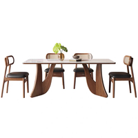 Ensemble Table et Chaises de Salle à Manger Personnalisable Moderne de Haute Qualité en Ardoise et Bois Massif, Rond, pour 4 à 8 Personnes, Meubles de Cuisine et Salle à Manger