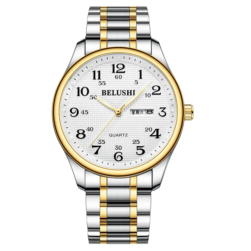 Часы Bellos, Новые водонепроницаемые наручные часы с пружинным ремешком для мужчин и женщин среднего и пожилого возраста, кварцевые B-579 часы