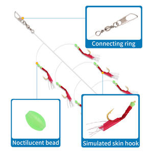 ชุดเบ็ดตกปลา Xy 604 Bionic Shrimp Skin Hooks เรืองแสงในที่มืด สำหรับตกปลาแบส ขนาดเบอร์ 4 ถึง 20 ใช้ได้ในอ่างเก็บน้ำและบ่อปลา ผลิตจากเหล็กกล้าคาร์บอนสูง - Product Image 4