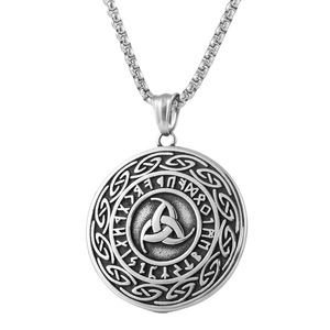 Yunnique – collier avec pendentif Viking en acier inoxydable pour hommes, design rond géométrique, bijoux cadeau - Product Image 5