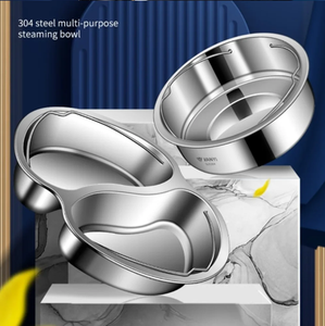Ustensile de cuisine empilable avec poignée, bol rond, panier vapeur, assiette à dîner, plaque vapeur en acier inoxydable, plateau divisé - Product Image 6