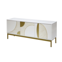 Chevets en bois Table de chevet Pieds en métal Blanc Doré Meubles piédestaux pour chambre à coucher