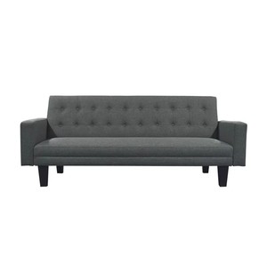 Canapé-lit moderne décontracté gris foncé à trois <span class=keywords><strong>places</strong></span> en tissu réglable pour salons, chambres, appartements, hôtels, bureaux - Product Image 1