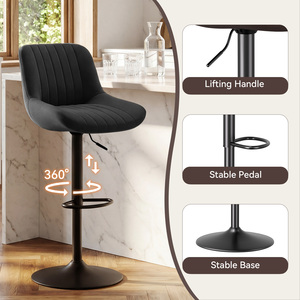 Modern <b>Adjustable</b> <b>Bar</b> <b>Stool</b> Faux Leather Metal Base Swivel Counter Height Chair for Home <b>Bar</b> Commercial Use - Product Image 3