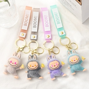 Cute Mini Monster 3D Labubuu Keychain Kawaii Collection Small Cartoon Figure Doll Charm Blind Mystery Bag Toys Wholesale