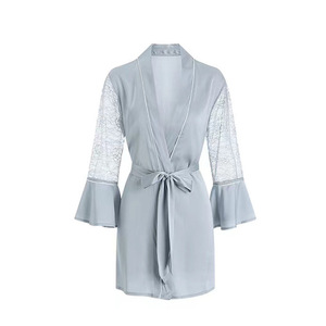 Peignoir d'été Meishilan en polyester à manches longues avec col châle sans bretelles, style 131 - Product Image 4
