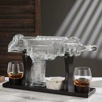 Set Botol Dekanter Wiski Bentuk Senapan Uzi 1000ml untuk Tequila, Vodka, dan Minuman Keras Lainnya dengan 2 Gelas