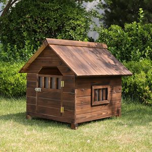 Haus für Haustiere im Freien mit Türen und Fenstern wetterfestes Holzkennel-Hundehaus für den Außenbereich - Product Image 6