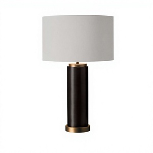 Minimalist Black Metal <b>Table</b> <b>Lamp</b> Black Fabric <b>Shade</b> E27 Incandescent Bulb AC 220V Switch Control Decorative Eco-friendly 3000K - Product Image 1