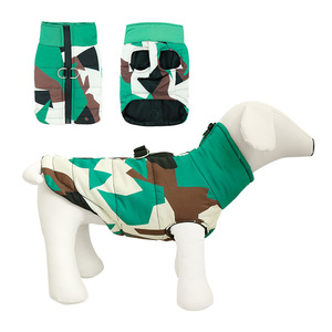 Abrigo de invierno para perros con patrón geométrico, acolchado de algodón, con cremallera y hebilla para correa, para protección contra el frío. - Product Image 5