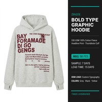 Hoodie Oversize Boxy en Coton 330 g/m² à Lettres Superposées, Imprimé Intégral, OEM pour Détaillants E-commerce Mondiaux, MOQ 50 pièces